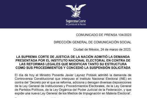 Suprema Corte de Justicia de la Nación frena Plan "B" del presidente AMLO